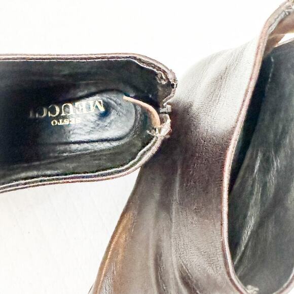 Sesto Meucci Chocolate Leather Round Toe Heeled Bootie Size 8.5 Italy - Picture 3 of 6